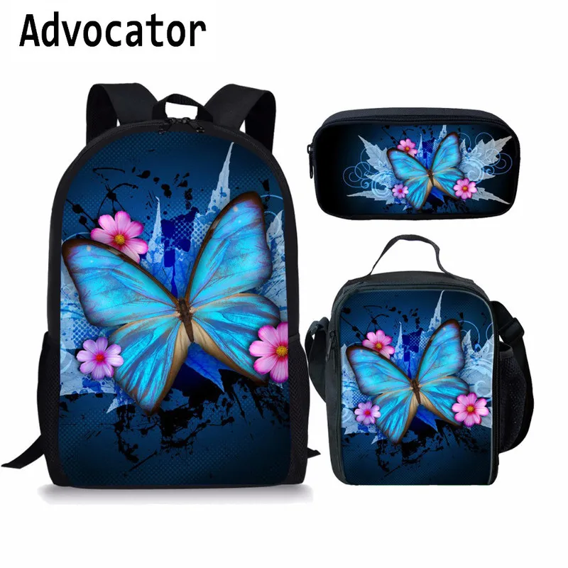 Детские школьные рюкзаки, модные 3 шт./компл., дизайнерские Наплечные сумки с бабочками для девочек-подростков, высококачественные сумки для...