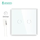 Сенсорный светодиодный диммер Bseed стандарта ЕС, 12 комплекта, 1 канал, с кристаллической стеклянной панелью, диммер белого и черного цветов