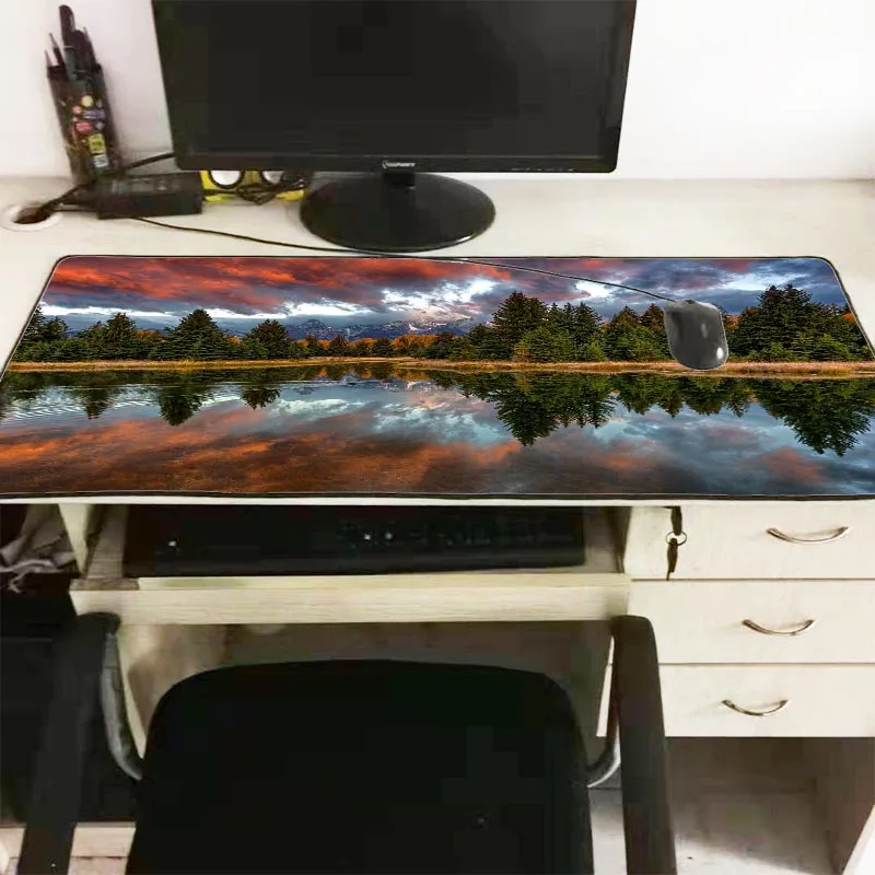 Большой игровой коврик для мыши Mairuige Park River Trees Mountain 600x300 900x400 мм утолщенный