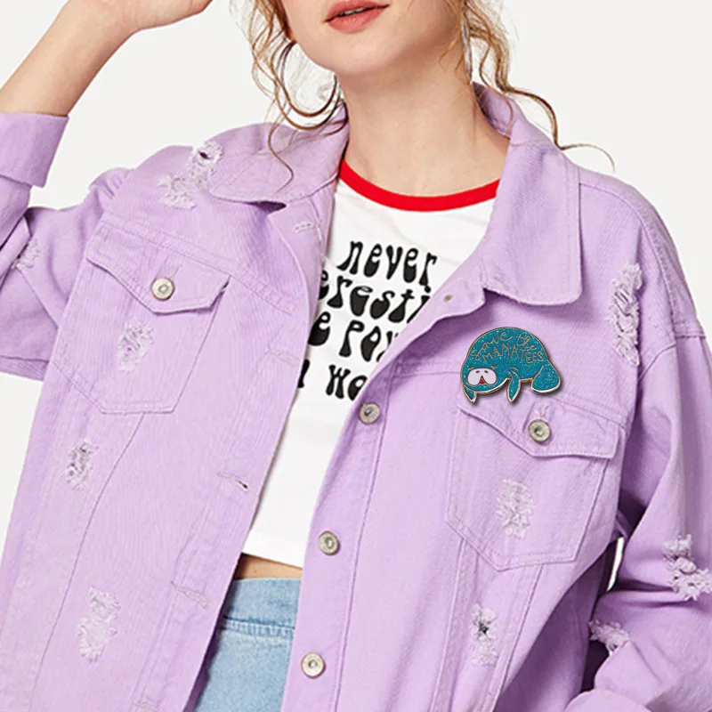 Симпатичная эмалированная брошь с изображением русалки морских коров и