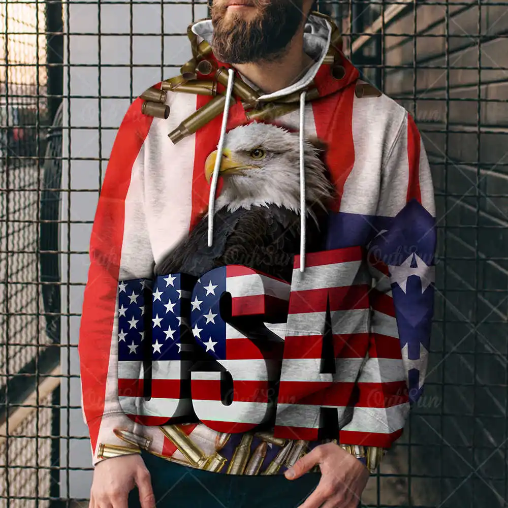 

Модный мужской свитшот с 3D рисунком флага США и орла, повседневные толстовки с длинным рукавом на осень и весну, топ, блузка, спортивный кост...