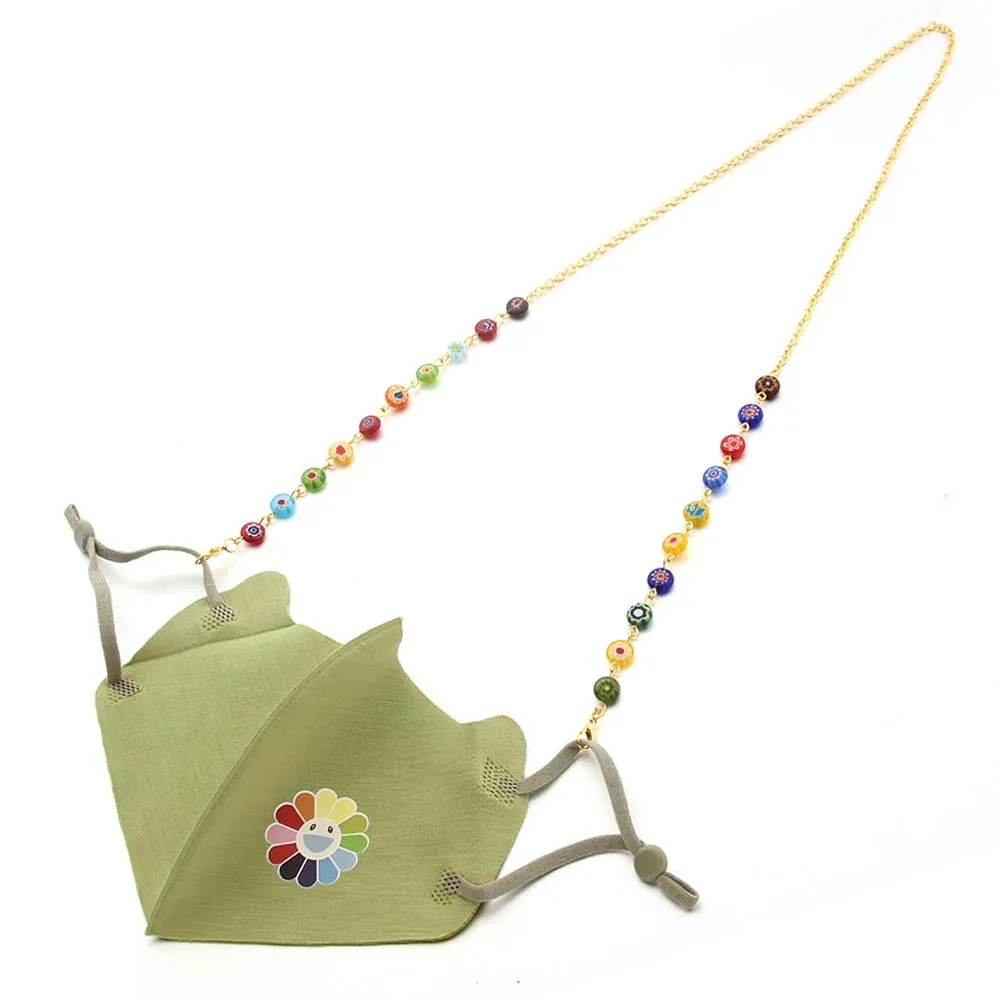 

Цепочка для маски с цветами и бусинами, модное ожерелье из стеклянных бусин, Шейная цепочка для очков, ремешки, аксессуары, подарки