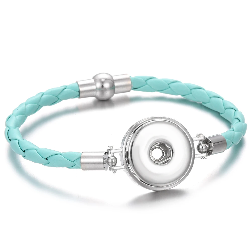 Новый плетеный кожаный браслет магнитный подходит для DIY 18 мм кнопки ювелирные