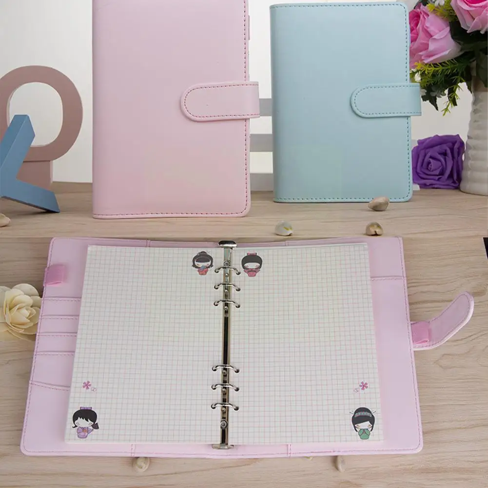

2021 Notebook Diary Calendar Binder Simple Cute School Loose-leaf Hand Notepad Planner Notebook Shell Ledger Macarons Creat Q9E6