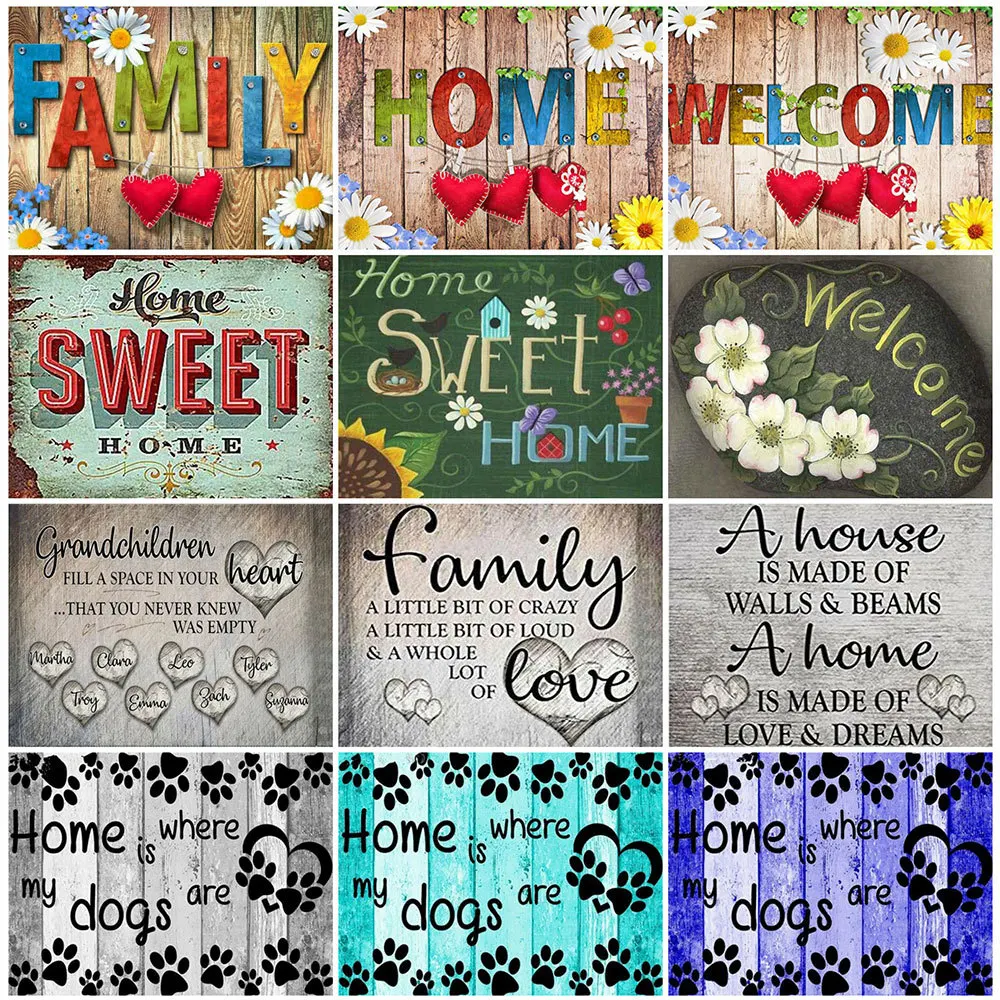 

HUACAN Алмазная картина Полный Круглый квадратный текст 5D DIY Алмазная вышивка распродажа милые семейные Стразы мозаика домашний декор