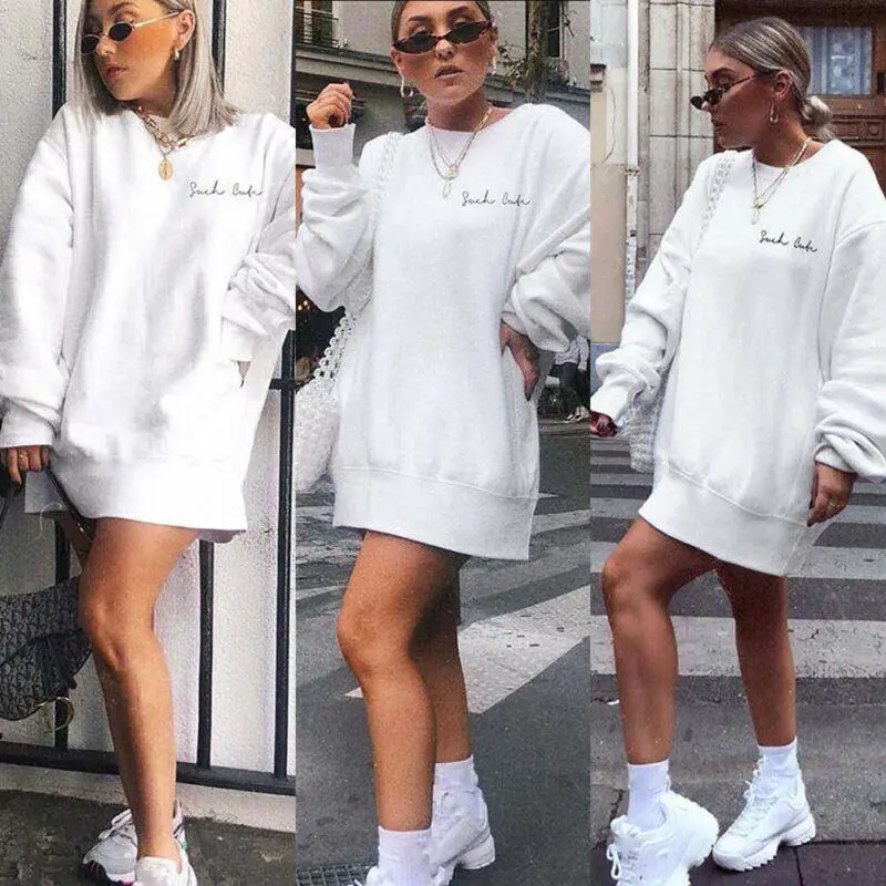 Большой размер женский белый спортивный свитер сексуальный плюс бархат Письмо