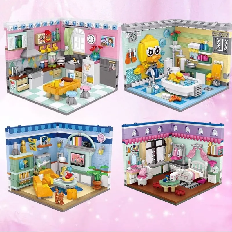 Конструктор сделай сам для дома мини кубики спальни кухни ванной модель фигурки