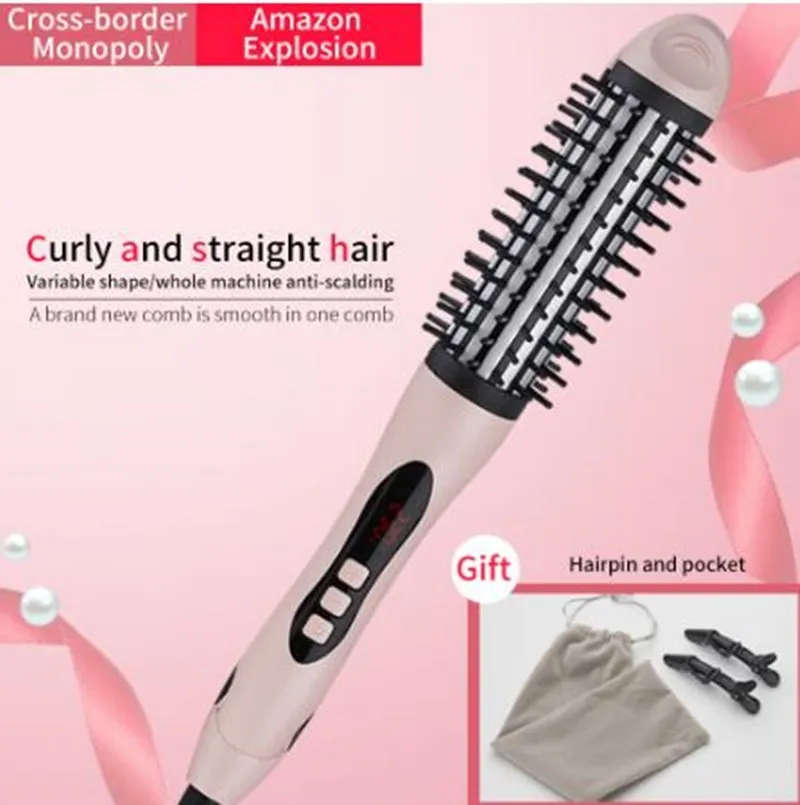2 в 1 профессиональная расческа плоский утюг светодиодный выпрямитель для волос