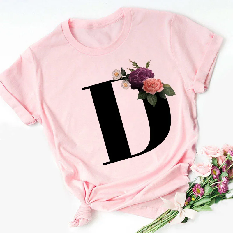 

Women Tshirt Fashion Harajuku Casual Pink Tops Couples Lovers Female T-Shirt,Drop Ship Summer 26 English Alphabet Print Tees