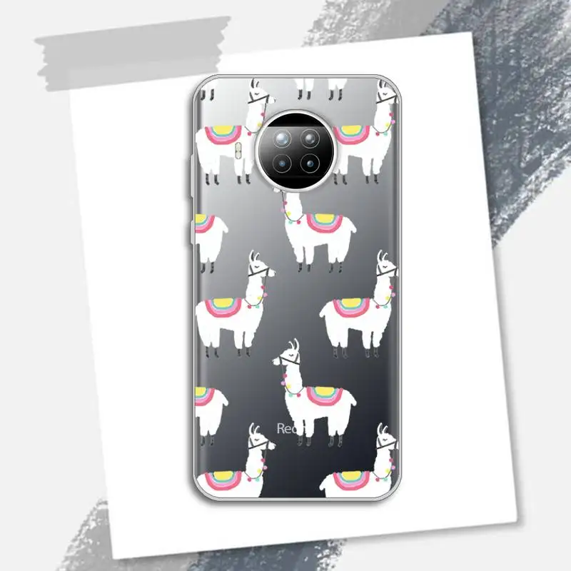 

Kawaii Cute Llama Alpaca Animals Cartoon Phone Case Transparent for xiaomi redmi note 8 9 9s 11 10t lite pro