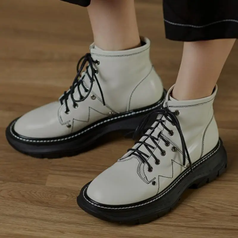 

Rizabina Real Leather Women Ankle Boots Round Toe Shoes Winter Warm Boots Women Fashion Party Footwear Size 33-42