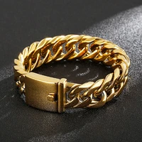 strong jewelry 16mm silver colorgoldblack metal stainless steel double miami cuban link chain mens bracelet wristband 7 11