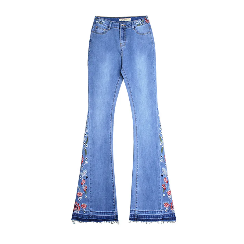 

2021 Women'S Wide-Legged Pants Flared Pants Embroidered Trousers Jeans