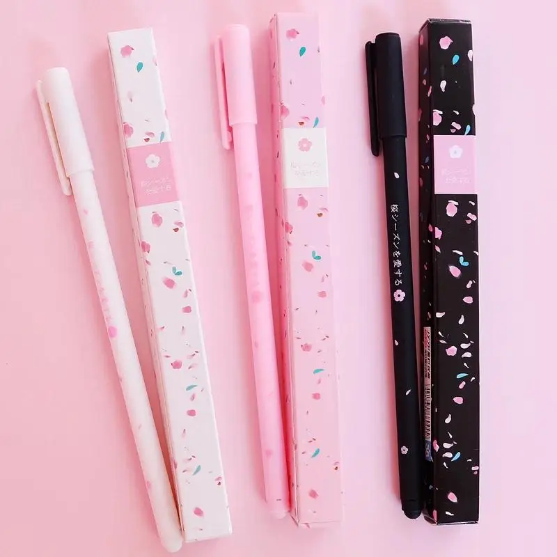 

Romantic Sakura Gel Pen Rollerball Ballpoint Pens School Office Supply Student Stationery Signing Ballpoint Pen Black Ink 0.38mm