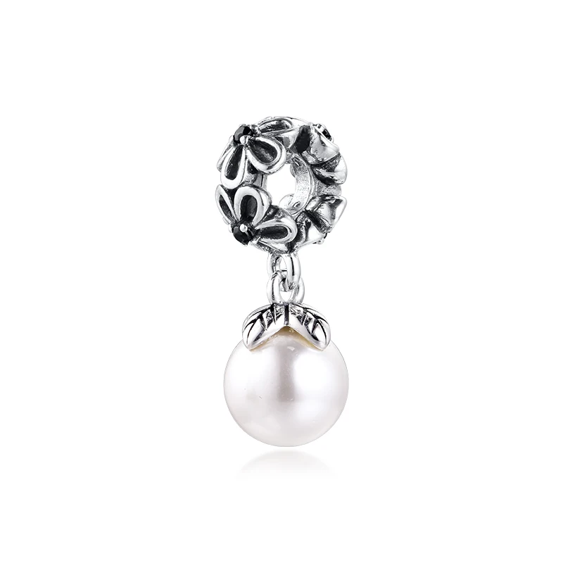 Подвеска с белым жемчугом для браслета Pandora|beads for jewelry making|beads jewelrywhite pearl |