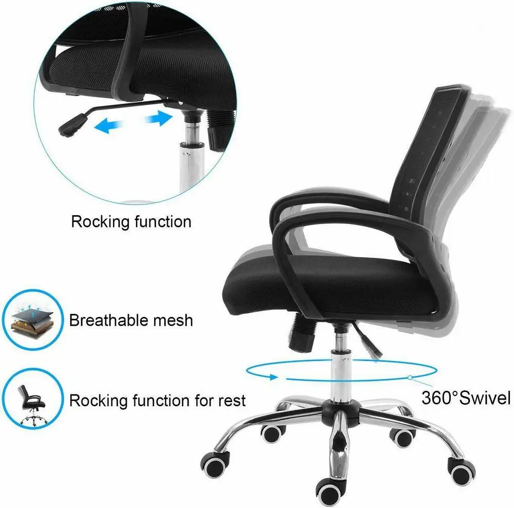 

High-quality 3D Air Mesh Task Chair Mid Back Desk Computer Rolling Swivel Office Task Chair Ergonomic Adjustable With Armrest#1
