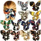 Резинки для волос женские, шифоновые, однотонные, с бантом