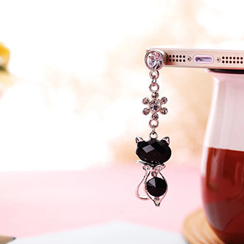 3.5 mm Jack Cat Crystal Anti Dust Plug Earphone Cap Stopper Cute cat Accessories for Phone Cup | Мобильные телефоны и