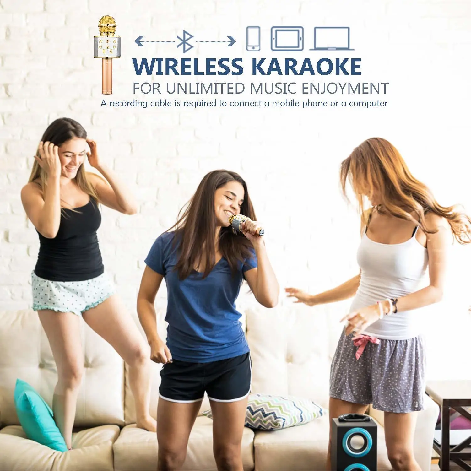 WS858 Bluetooth микрофон со встроенным динамиком портативный беспроводной записи, онлайн-учитель шоу звук подобрать ПК микрофон