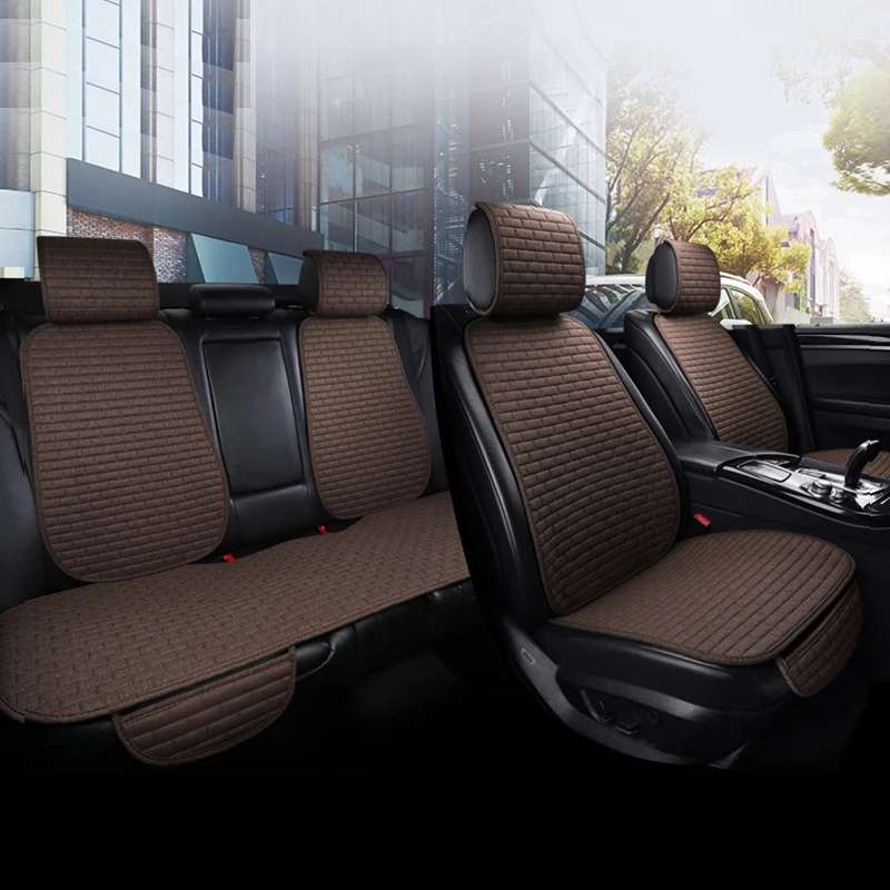 Льняные Чехлы для автомобильных сидений защитные накладки передних подушки