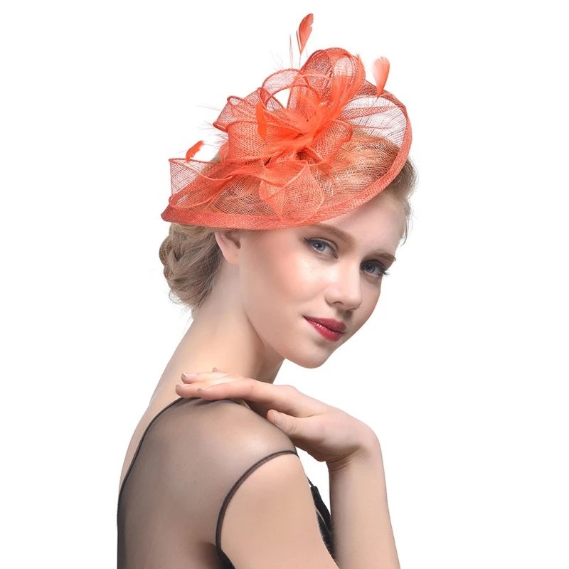 634D Women Wedding Hat Fascinator Feather Mesh Party Cocktail Headdress Hair Clip New | Свадьбы и торжества