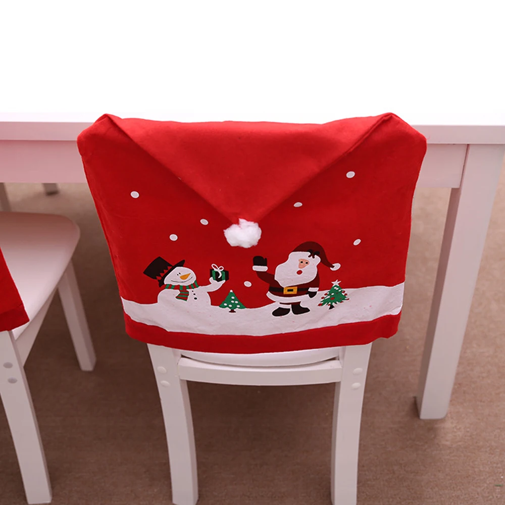 

Santa Claus Cap Covers Xmas Christmas Decorations For Hom Chair Cover Christmas Dinner Table Party Red Hat Chair Back