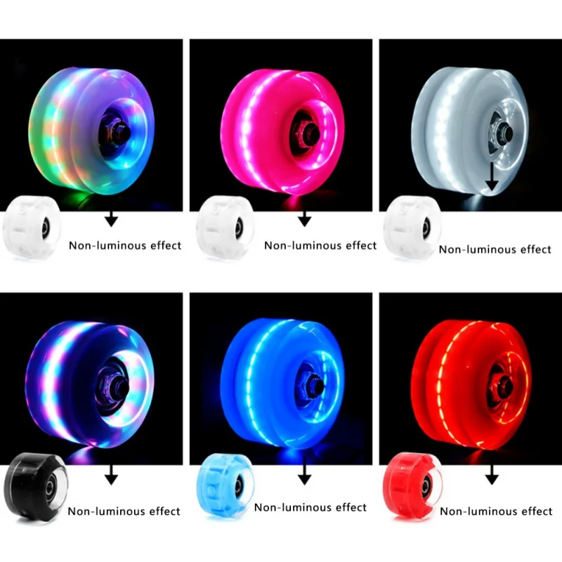 

4pcs LED Double-row Roller Skates Luminous WheelS Roller Skates Flashing Wheels For Adults Kids Roller Wheels Skates Parts
