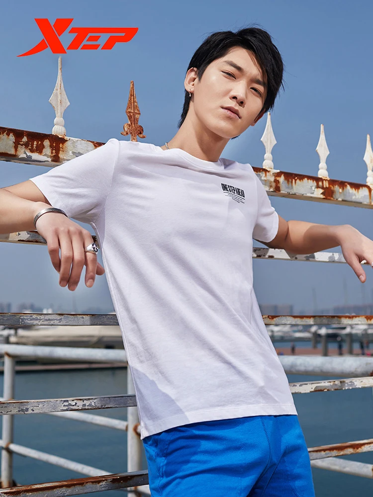 Xtep Мужская футболка с коротким рукавом бесплатная доставка новинка белая для