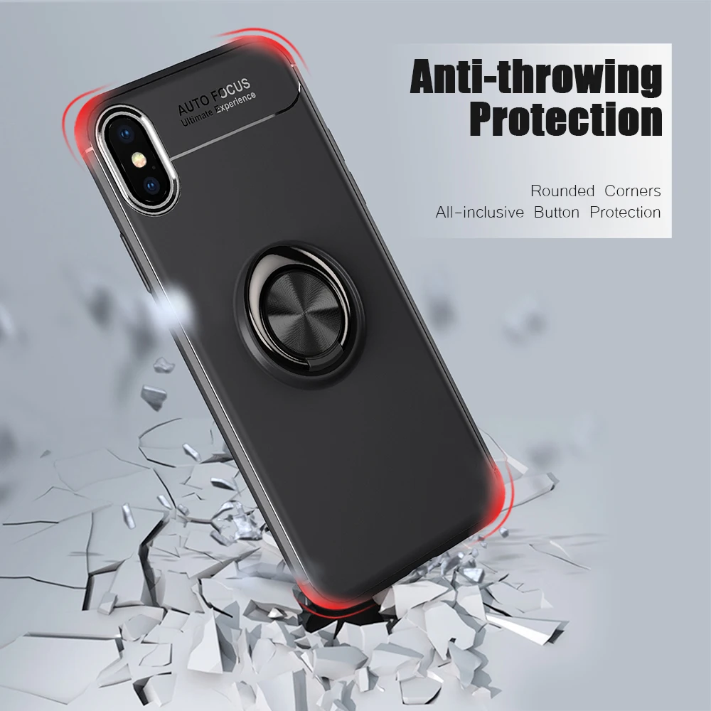 Роскошные магнитные чехлы для телефонов с кольцом на палец iphone X XS max