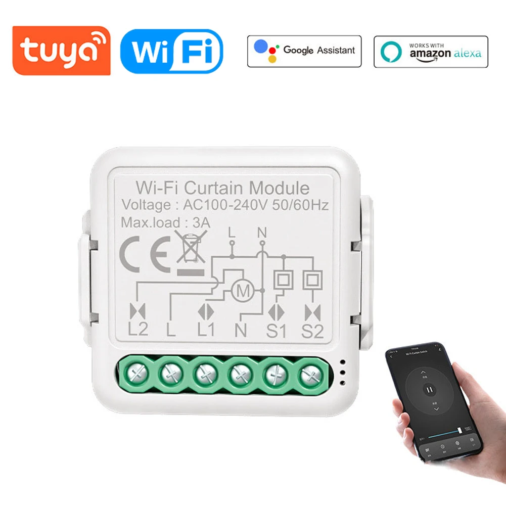 

Tuya WiFi Smart Curtain Switch Module Smart Home Modification Module for Alexa Google Home APP Remotes / Voice / Shared Control