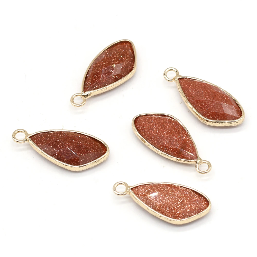 

New Natural Stone Quartzs Pendants Gold plated Gemstone for Fashion Jewelry Making DIY Necklace Earring Women Gifts