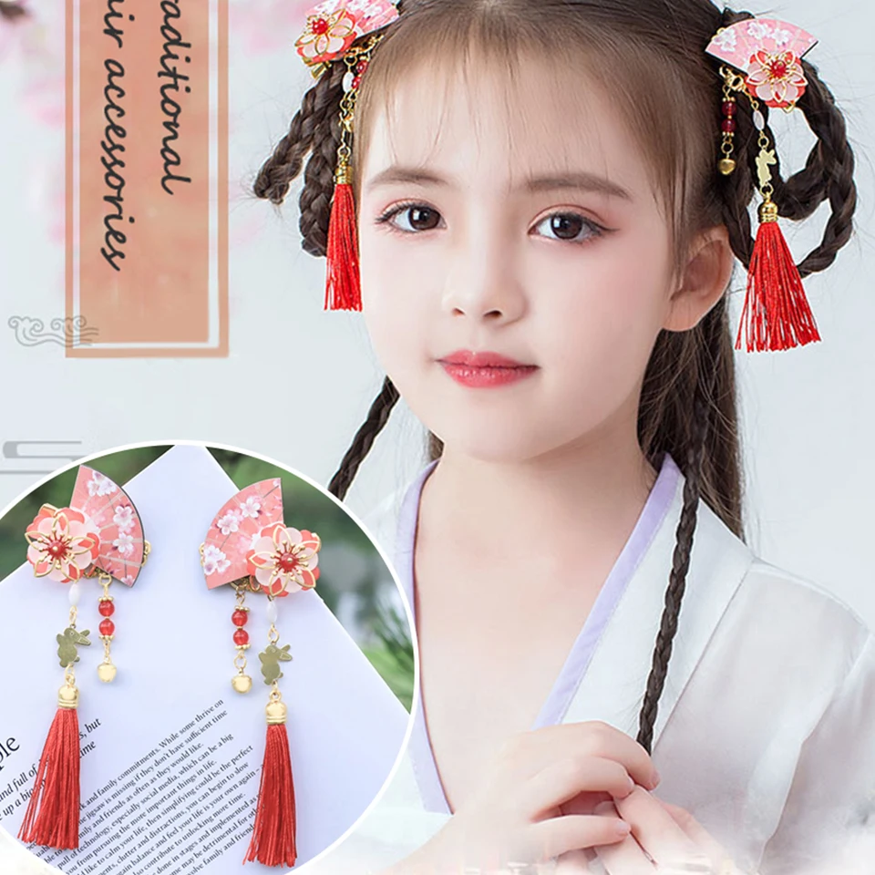 2 шт. Винтажная заколка для волос ручной работы с вишневым цветком антикварная