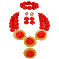opaque red african wedding beads nigerian jewelry set crystal baal necklace
