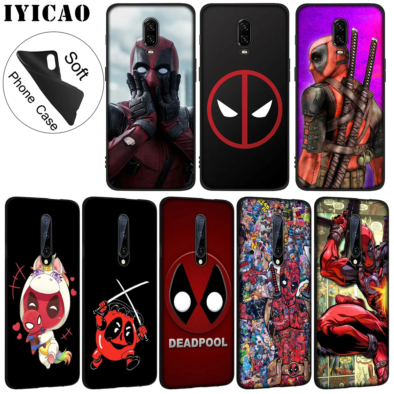 IYICAO Дэдпул Marvel Мягкий силиконовый чехол для телефона Oneplus 7T 7 Pro 6T 5T TPU черный One Plus |