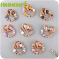 fosmeteor new baby products custom made beech wood letters diy name soothing baby silicone beads beech teether bracelet toy