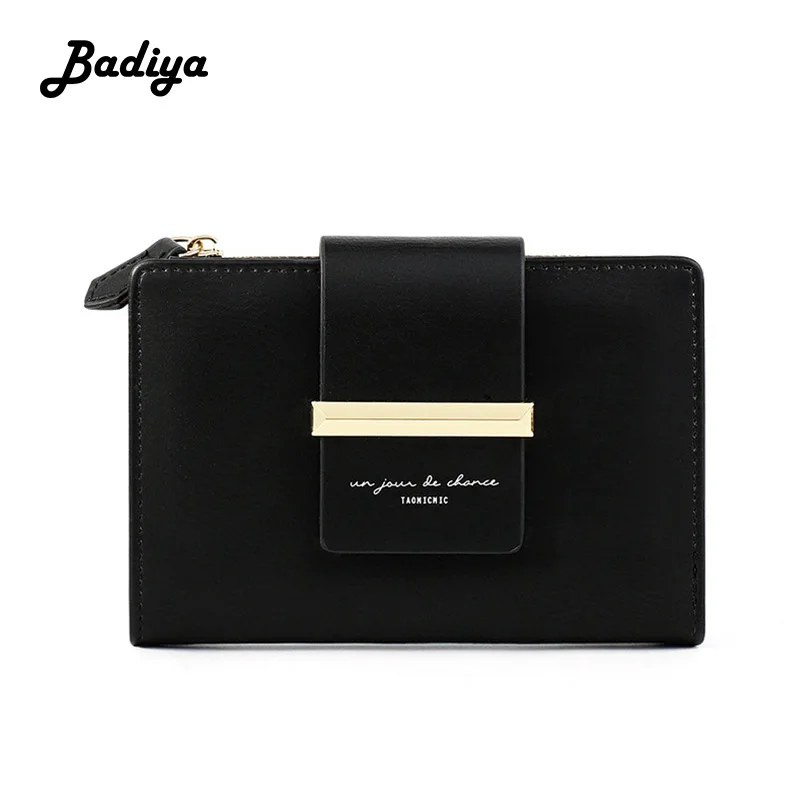 Женские кошельки в стиле ретро, одноцветная Сумка-клатч с держателем для карт, Модный повседневный короткий кошелек на молнии с пряжкой, Женский кошелек для монет