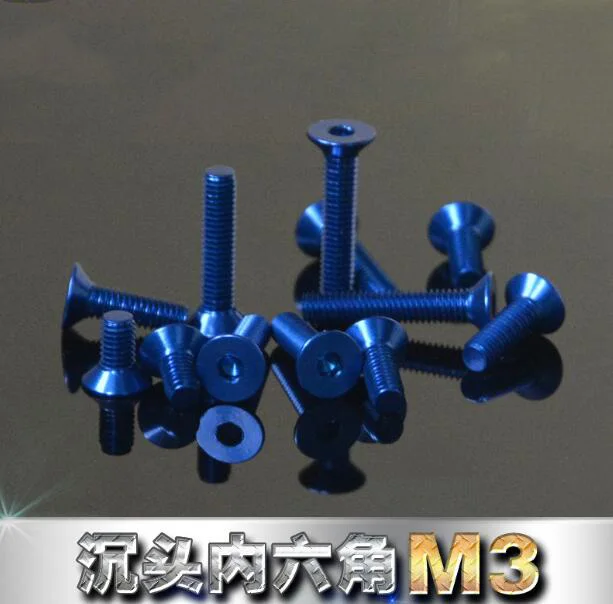 10 шт. шестигранные винты с потайной головкой M3 Шестигранная головка 7075