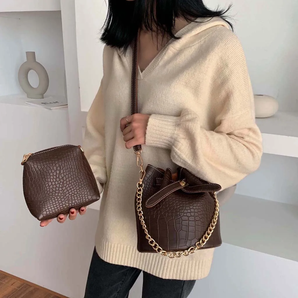 Винтажная кожаная сумка через плечо с каменным узором для женщин 2019 новая