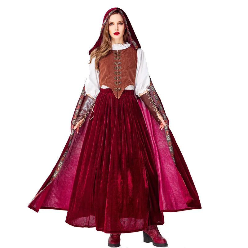 

New Adult Halloween Character Cosplay Clothes Cosplay Style Wine Red Cloak Little Red Riding Hood
