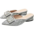 Женские мюли на каблуке famsiyaa, Босоножки на каблуке, женские шлепанцы без застежки, модель 2020 года