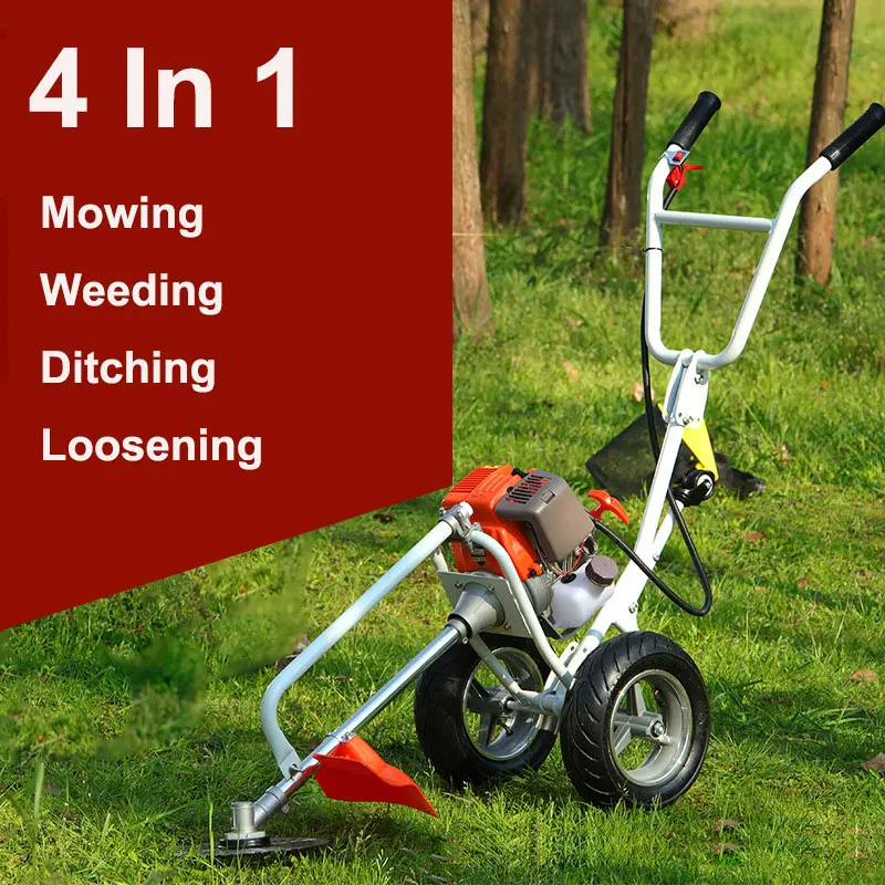 4 In 1 Lawn Mower Gasoline Tillers 4-Stroke Engine Brush Cutter Greenworks Multifunction Orchard Cultivated Land Loosening