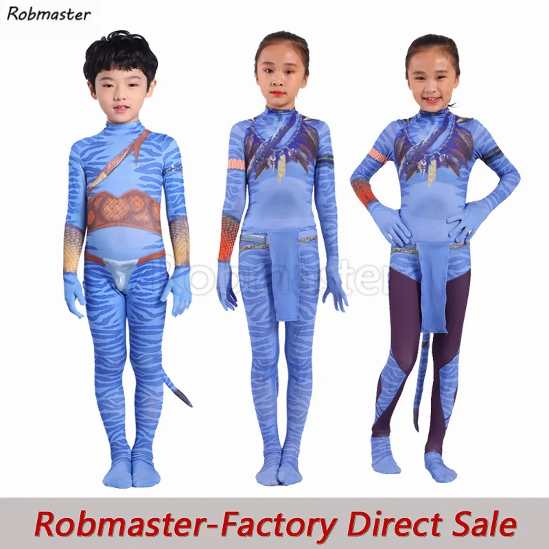 Детский костюм для косплея Аватара 2 с хвостом мальчиков и девочек комбинезон