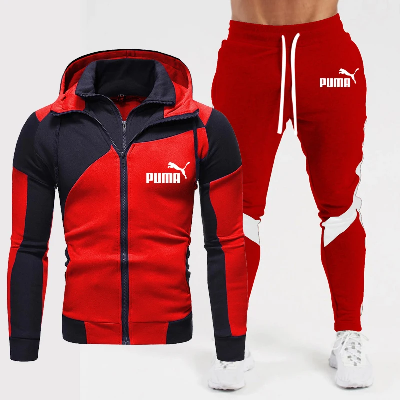 

Autumn and Winter men's hooded Sweater suit PUMA Track Suit Sweatshirt Wool Hoodie + Sweatpants Jogging Ladies Pullover 3XL