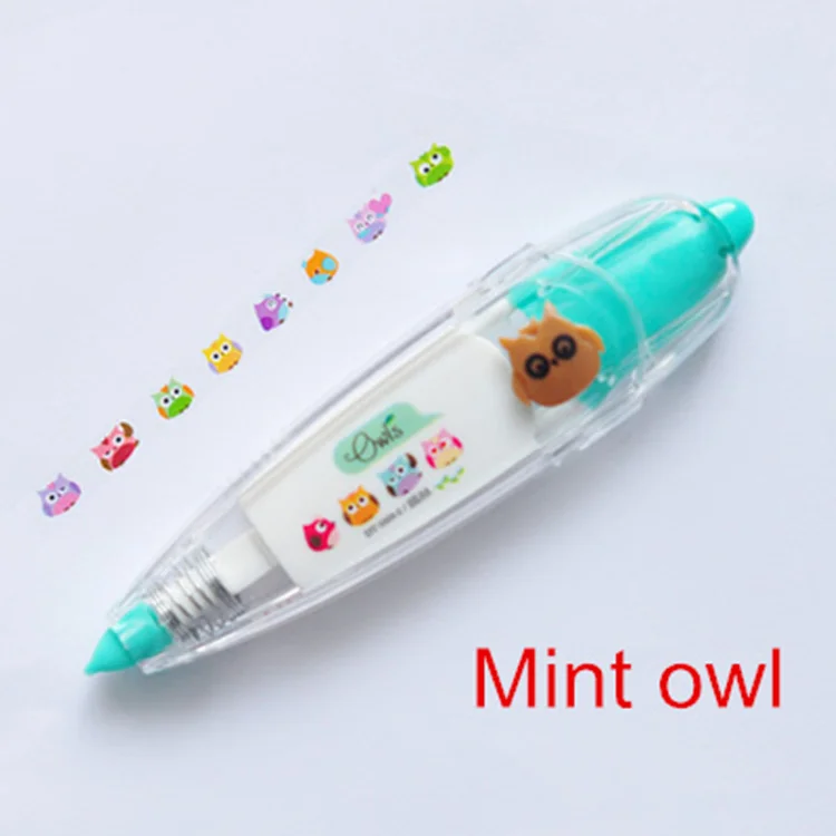 Mint owl Новая кружевная Корректирующая лента с изображением милых животных, ленты для букв, книг, сделай сам, corretivo escolar fita, канцелярские принадлежности, школьные принадлежности 6562 - Цвет: Mint owl