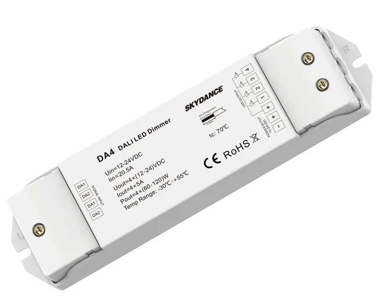 

model #: DA4; 4CH*5A 12-24VDC CV DALI Dimmer