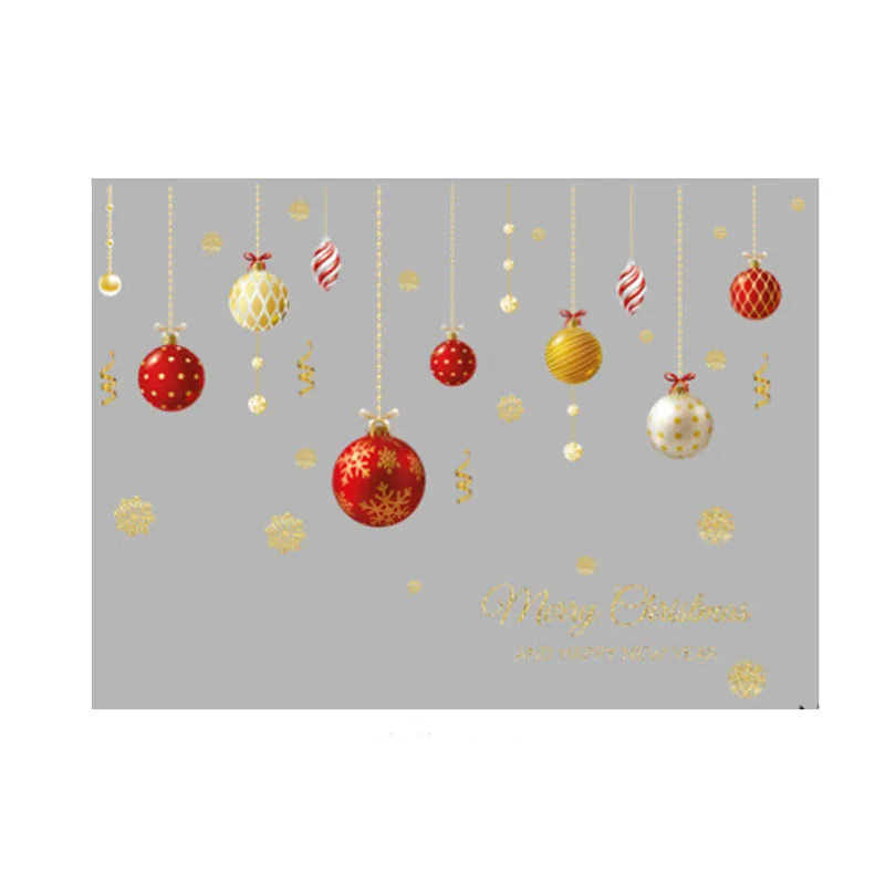 

45*60cm 2022 Christmas Wall Stickers Decoration Shop Glass Window Golden Christmas Ornaments Colored Ball Stickers