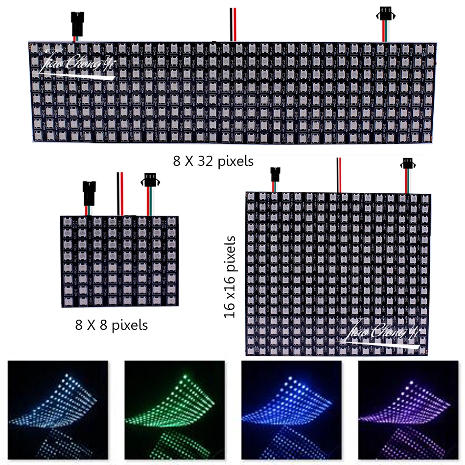WS2812 Digital Flexible LED Programmed Panel Screen Individually Addressable Full Color Display BoardDC5V 8*8 16*16 8*32 Pixels | Лампы и