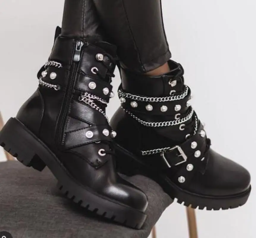 

women ankle boots low heels matin shoes woman short booties PU leather british shoe chaussures femme zapatos mujer sapato D2381