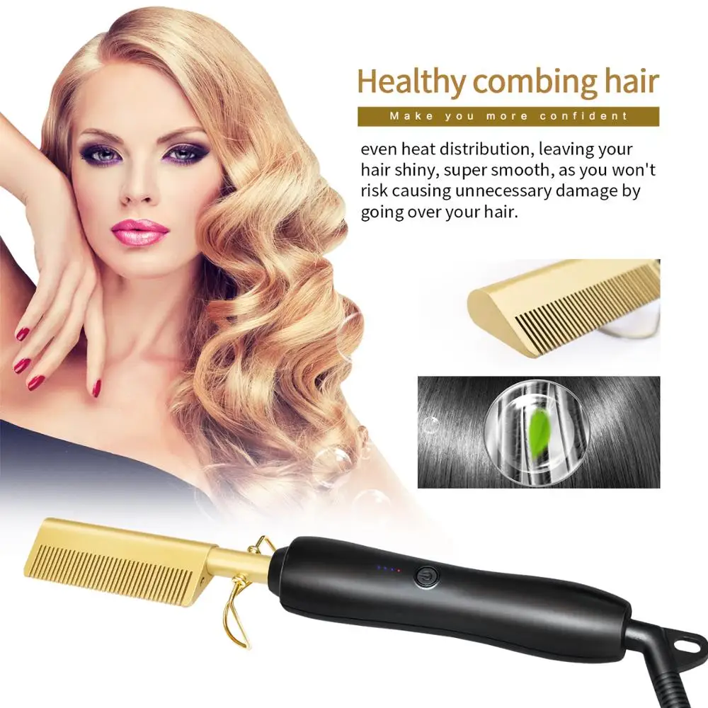 

Hair Straightener Flat Irons Wet Dry Use 450 High Heat Ceramic Hot Comb Wet Dry Use Hair Straightener Iron Comb Hair Styler