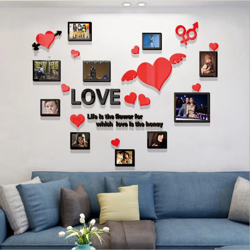 3D акриловые настенные наклейки сделай сам любовь рама для фото дивана свадьбы